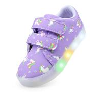 YESKIS Vivaki - Tenis de lona con luz LED para niños y niñas, estilo casual, para niños pequeños, talla 5-12, Zapatos iluminados de color morado claro, 12 Little Kid