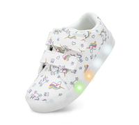 YESKIS Vivaki - Tenis de lona con luz LED para niños y niñas, estilo casual, para niños pequeños, talla 5-12, Zapatos con luz blanca, 12 Little Kid