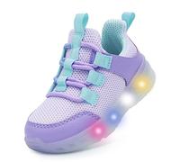 YESKIS Zapatos iluminados para niños y niñas, tenis para caminar, Zapatos iluminados morados, 9 Toddler