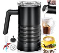 YESLUSY Espumador de Leche Eléctrico 4 en 1, 580ml Milk Frother Acero Inoxidable, Espuma de Leche Caliente y Fría y Calentador de Leche para Chocolate Caliente, Capuchino, Fácil de Limpiar(Negro)