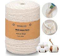 YESLUSY Hilo de Macramé de Algodón 3mmx300m | Cuerda de Algodón Gruesa para Manualidades, Plantas Colgantes y Decoración Bohemia | Natural y Biodegradable | Colgante de Flores,MS-300M-3MM