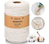 YESLUSY Hilo de Macramé de Algodón 4mm x 200m | Cuerda de Algodón Gruesa para Manualidades, Plantas Colgantes y Decoración Bohemia | 100% Natural y Biodegradable | Colgante de Flores