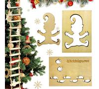 Yesmoyhe Plantilla Huellas Elfo Navidad, Madera gnomo Huellas Plantillas, Plantillas Navidad Madera Accesorios con Escalera de Cuerda, Huellas de Duende de Navidad, para Puerta de Cristal, decoración