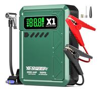 YESPER Arrancador de coche con compresor de aire, paquete de salto portátil de pico de 2000 A con inflador de neumáticos digital de 150 PSI, cargador de batería de 12 V 20000 mAh, arrancador de puente