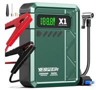 YESPER Arrancador de coche con compresor de aire, paquete de salto portátil de pico de 2000 A con inflador de neumáticos digital de 150 PSI, cargador de batería de 12 V 20000 mAh, arrancador de puente