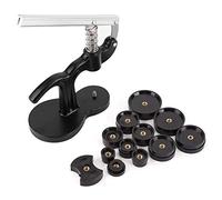 Yessetry Juego de prensa para relojes, herramienta de reparación con 12 troqueles, color negro, negro