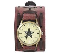 Yessetry Reloj retro punk, estrella puntiaguda, forma redonda, aleación, pulsera de , para hombre, joyería casual, color marrón, Marrón y bronce