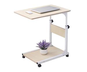 YESTAIM Mesa de cama con ruedas, mesa de ordenador, mesa de aseo con mesa auxiliar móvil para cama de enfermería, mesas de hospital, para cama, altura ajustable, madera simple y moderna, elevación