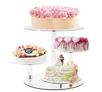 YestBuy Soporte para cupcakes, soporte redondo para tartas, peine de 4 niveles para pasteles de 8 a 12 pulgadas, torre de árbol de cupcakes escalonada, soporte de exhibición de postres transparente