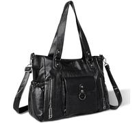 Yestree Women's Large Capacity Handbag, Chic Impermeable Shopper Bag, Bolso ajustable Shoulder Bolso, Vintage Elegante Bag for Daily Travel Work, Negro , 38 x 13 x 29 cm