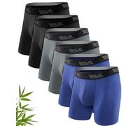 YESWEL Boxer Hombre Largo Calzoncillos Bambú Ropa sin Etiqueta con Cintura Elastica Abrir La Mosca elásticos Boxers Pack de 6 (Negro Azul Gris Oscuro, XL)