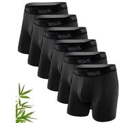 YESWEL Calzoncillos Hombre Boxer Largo Bambú Ropa sin Etiqueta con Cintura Elastica Abrir La Mosca elásticos Boxers Pack de 6 (6X Negro, M)