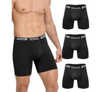 YESWEL Calzoncillos Hombre Boxer Pack de 3, Calzoncillos Largos Hombre Transpirables con Bragueta, Sin Etiquetas Irritantes Ropa Interior, Calzoncillos Hombre Boxer (3X Negro, XL)