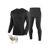 YESWEL Capas base merino para hombre, ropa interior térmica cálida, camiseta térmica y pantalones largos para esquí de invierno (S-2XL), Negro -, Small
