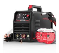 YESWELDER 135Amp Soldador de Hilo sin gas 230V Soldadora MIG Flux Core MIG/Lift TIG/ARC 3 en 1 Soldador Gran Pantalla Digital LED con Alambre de Soldadura 2 Paquetes
