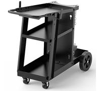 YESWELDER Carro de Soldadura Carro de 3 Niveles para Soldador, Empuja 117KG de Carga con Cadenas Mesa Inclinable Gran Almacenaje MIG TIG Soldador Plasma Cutter Carro de Soldador