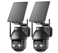 YESYAMO 2 Unidades 2 K Cámara Vigilancia WiFi Exterior Inalámbrica Solar, Cámara Exterior Solar 2,4 GHz con Panel Solar, 360 ° PTZ, Visión Nocturna Color, Audio Bidireccional