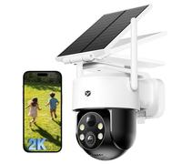 YESYAMO Cámara de vigilancia solar 2K, cámara de vigilancia exterior 355°/90° Pan Tilt WiFi con visión nocturna de color, cámara solar vigilancia exterior, detector de movimiento PIR, IP66