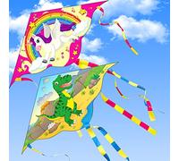 Yetech Cometa,Grande Cometa acrobaticas Unicornio y Dinosaurio por niños,110 * 55cm,Cordón y Cola de la Cometa incluidos,Juguetes de Cometa adecuados para Actividades Familiares al Aire Libre