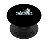 Yeti Polar Bear Pesca en el Hielo en Invierno en el Agua PopSockets PopGrip Adhesivo