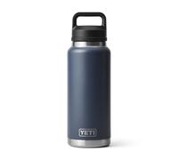 YETI Rambler Botella de 36 onzas, aislada al vacío, acero inoxidable con tapa para beber, azul marino