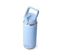 YETI Rambler - Botella de acero inoxidable aislada al vacío con tapa de popote a juego, 769 ml, azul cielo grande