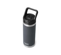 YETI Rambler C - Botella de acero inoxidable aislada al vacío con tapa de popote a prueba de fugas, color carbón, 18 onzas líquidas