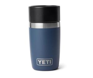 YETI Rambler Botella de viaje de 236 ml con tapa 100% a prueba de fugas HotShot botella térmica de acero inoxidable con aislamiento al vacío, color azul marino