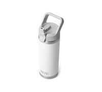 YETI Rambler C - Botella de acero inoxidable aislada al vacío con tapa de popote a prueba de fugas, color blanco, 18 onzas líquidas