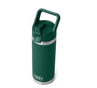 YETI Rambler C Straw Bottle, Stainless Steel Vacuum Insulated Bottle with Straw Cap, Black Forest Green, 18 oz (532 ml)