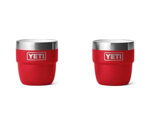 YETI Rambler Espresso Cup, Vacuum Insulated Stainless Steel Stackable Cup, Rescue Red, 2 Pack 4 oz (118 ml)
