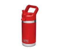 YETI Rambler Jr. Botella para niños de 12 onzas, con tapa de paja, color rojo