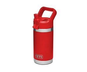 YETI Rambler Jr. Botella para niños de 12 onzas, con tapa de paja, color rojo