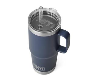 YETI Rambler Straw Mug, Stainless Steel Vacuum Insulated Mug with Stronghold Lid, Navy, 25 oz (739 ml)