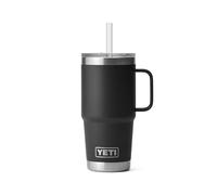 YETI Rambler - Taza con popote de 25 onzas, aislada al vacío, acero inoxidable, color negro