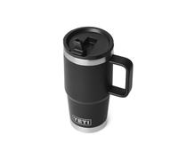 YETI Rambler - Taza de viaje con pajita, de acero inoxidable, aislada al vacío, con tapa de popote a juego, color negro, 591 ml