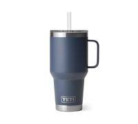 YETI Rambler - Vaso de 35 onzas con asa y tapa con popote, vaso de agua de viaje, vaso aislado al vacío con asa, acero inoxidable, azul marino