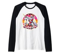 Yeti Riding Unicorn Merry Christmas Gafas de Sol con Luces Divertidas Camiseta Manga Raglan