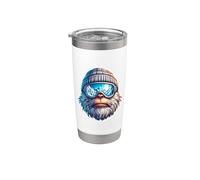 Yeti Skiing: Abominable muñeco de nieve, esquiador, estación de esquí de montaña Vaso térmico de acero inoxidable de doble pared