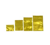 YETONADO 100 bolsas coloridas de papel de aluminio con cierre de cremallera, bolsas de papel de aluminio Mylar, bolsas de té, bolsa de almacenamiento de alimentos (doradas, 100 unidades, 7,5 x 6,5 cm)