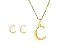 YETONADO Collar de acero inoxidable con inicial del alfabeto de 26 letras inglesas para mujer, conjunto de joyas personalizadas, talla única, Ágata