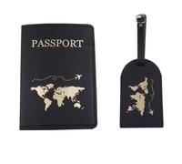 YETONADO Funda de pasaporte de viaje de piel sintética con letras impresas para equipaje, etiqueta de identificación de maleta, etiqueta de embarque de equipaje, d, Talla única