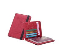 YETONADO Funda de piel elástica para pasaporte, funda para pasaporte de viaje, cartera para hombres y mujeres, funda para documentos, Red, Talla única