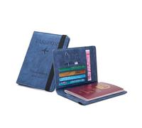YETONADO Funda de piel elástica para pasaporte, funda para pasaporte de viaje, cartera para hombres y mujeres, funda para documentos, Blue, Talla única