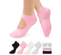 yeuG Grip Calcetines de pilates para mujer, calcetines de yoga con agarres antideslizantes y parte superior abierta, para barre, ballet y entrenamiento descalzo