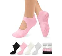 yeuG Grip Calcetines de pilates para mujer, calcetines de yoga con agarres antideslizantes y parte superior abierta, para barre, ballet y entrenamiento descalzo