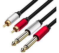 Yeung Qee 2 cables de interconexión de audio estéreo RCA de 6,35 mm a 2 RCA, conector estéreo TS de 1/4 "macho a 2 RCA macho adaptador de cable de audio estéreo (3 m)