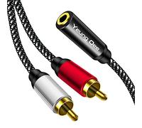 Yeung Qee Cable adaptador de audio estéreo en Y de 3,5 mm hembra a 2RCA macho compatible con TV, smartphones, MP3, tabletas, altavoces, cine en casa (1 m)