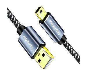 Yeung Qee Mini cable USB trenzado USB 2.0 tipo A a Mini B cable de carga trenzado compatible con controlador PS3, reproductor MP3/4, PDA, cámara, escáner y más dispositivos Mini USB (8 m)