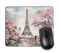 Yeuss Alfombrilla De Ratón Rectangular Antideslizante Alfombrilla De Ratón De La Torre Eiffel, Pareja Pintura Al Óleo París Street View Gaming Alfombrillas De Ratón con Paisajes Delicados